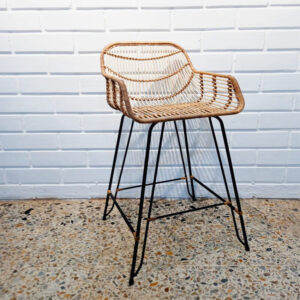 Silla de barra Eva en mimbre natural y yaré de 104x45 cm 3 Silla de barra Eva en mimbre natural y yaré de 104x45 cm